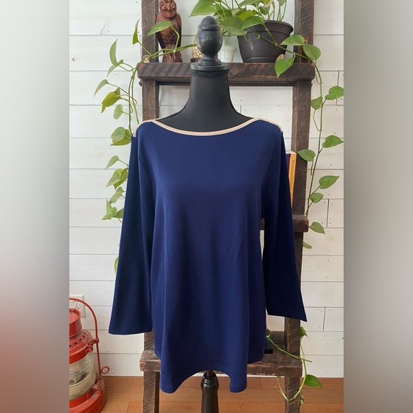 Kim Rogers: Navy Blue and Brown Boat Shirt - Picture 14 of 17